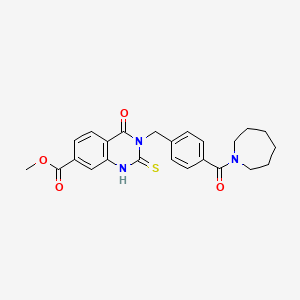 molecular formula C24H25N3O4S B2666220 methyl 3-{[4-(azepane-1-carbonyl)phenyl]methyl}-4-oxo-2-sulfanylidene-1,2,3,4-tetrahydroquinazoline-7-carboxylate CAS No. 422283-60-1