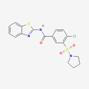 B2666264 N-(1,3-benzothiazol-2-yl)-4-chloro-3-(pyrrolidin-1-ylsulfonyl)benzamide CAS No. 801273-13-2