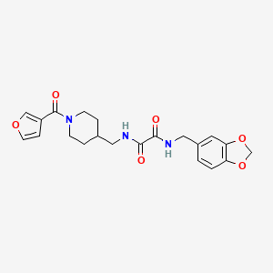 molecular formula C21H23N3O6 B2666293 N-[(2H-1,3-benzodioxol-5-yl)methyl]-N'-{[1-(furan-3-carbonyl)piperidin-4-yl]methyl}ethanediamide CAS No. 1396674-14-8