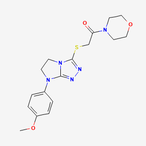 molecular formula C17H21N5O3S B2666297 2-((7-(4-methoxyphenyl)-6,7-dihydro-5H-imidazo[2,1-c][1,2,4]triazol-3-yl)thio)-1-morpholinoethanone CAS No. 921578-92-9