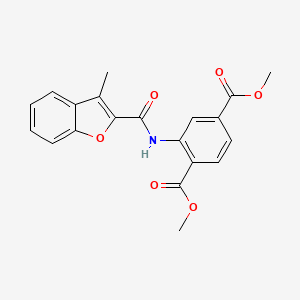 molecular formula C20H17NO6 B2666298 Dimethyl 2-(3-methylbenzofuran-2-carboxamido)terephthalate CAS No. 874464-58-1