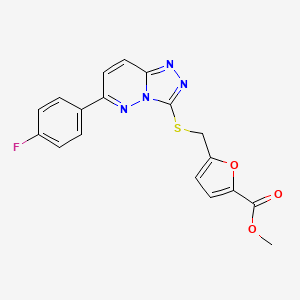 molecular formula C18H13FN4O3S B2666320 Methyl 5-(((6-(4-fluorophenyl)-[1,2,4]triazolo[4,3-b]pyridazin-3-yl)thio)methyl)furan-2-carboxylate CAS No. 1210131-94-4