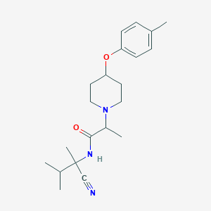 molecular formula C21H31N3O2 B2666351 N-(2-Cyano-3-methylbutan-2-yl)-2-[4-(4-methylphenoxy)piperidin-1-yl]propanamide CAS No. 2248714-63-6