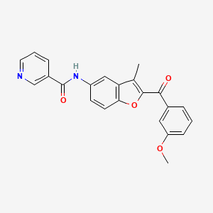 molecular formula C23H18N2O4 B2666416 N-[2-(3-methoxybenzoyl)-3-methyl-1-benzofuran-5-yl]pyridine-3-carboxamide CAS No. 929472-03-7