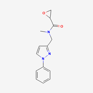 molecular formula C14H15N3O2 B2666421 N-Methyl-N-[(1-phenylpyrazol-3-yl)methyl]oxirane-2-carboxamide CAS No. 2411264-75-8