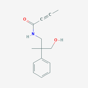molecular formula C14H17NO2 B2666430 N-(3-Hydroxy-2-methyl-2-phenylpropyl)but-2-ynamide CAS No. 2411244-84-1