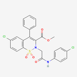 molecular formula C24H18Cl2N2O5S B2666441 methyl 6-chloro-2-{[(4-chlorophenyl)carbamoyl]methyl}-1,1-dioxo-4-phenyl-2H-1lambda6,2-benzothiazine-3-carboxylate CAS No. 1114828-29-3