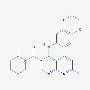 molecular formula C24H26N4O3 B2666446 N-(2,3-dihydro-1,4-benzodioxin-6-yl)-7-methyl-3-(2-methylpiperidine-1-carbonyl)-1,8-naphthyridin-4-amine CAS No. 1251624-06-2