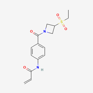 molecular formula C15H18N2O4S B2666482 N-[4-(3-Ethylsulfonylazetidine-1-carbonyl)phenyl]prop-2-enamide CAS No. 2361861-23-4