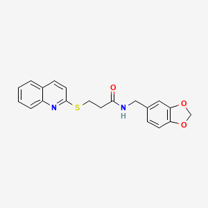 N-(1,3-benzodioxol-5-ylmethyl)-3-quinolin-2-ylsulfanylpropanamide