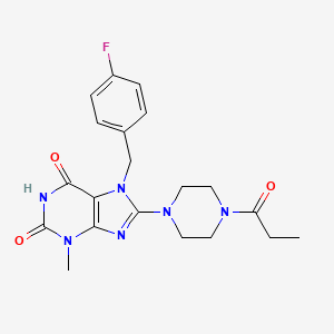 7-[(4-fluorophenyl)methyl]-3-methyl-8-(4-propanoylpiperazin-1-yl)-2,3,6,7-tetrahydro-1H-purine-2,6-dione