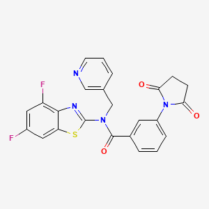 molecular formula C24H16F2N4O3S B2666522 N-(4,6-difluoro-1,3-benzothiazol-2-yl)-3-(2,5-dioxopyrrolidin-1-yl)-N-[(pyridin-3-yl)methyl]benzamide CAS No. 895436-69-8