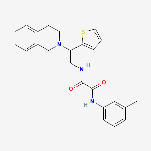 molecular formula C24H25N3O2S B2666524 N1-(2-(3,4-dihydroisoquinolin-2(1H)-yl)-2-(thiophen-2-yl)ethyl)-N2-(m-tolyl)oxalamide CAS No. 898452-72-7