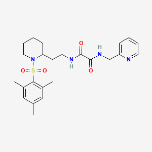 molecular formula C24H32N4O4S B2666574 N1-(2-(1-(mesitylsulfonyl)piperidin-2-yl)ethyl)-N2-(pyridin-2-ylmethyl)oxalamide CAS No. 898450-88-9