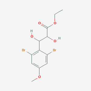 molecular formula C12H14Br2O5 B2666601 Ethyl 3-(2,6-dibromo-4-methoxyphenyl)-2,3-dihydroxypropanoate CAS No. 2227107-26-6