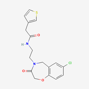 molecular formula C17H17ClN2O3S B2666602 N-(2-(7-chloro-3-oxo-2,3-dihydrobenzo[f][1,4]oxazepin-4(5H)-yl)ethyl)-2-(thiophen-3-yl)acetamide CAS No. 2034457-60-6