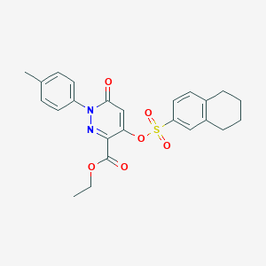 molecular formula C24H24N2O6S B2666678 ethyl 1-(4-methylphenyl)-6-oxo-4-[(5,6,7,8-tetrahydronaphthalene-2-sulfonyl)oxy]-1,6-dihydropyridazine-3-carboxylate CAS No. 899959-59-2