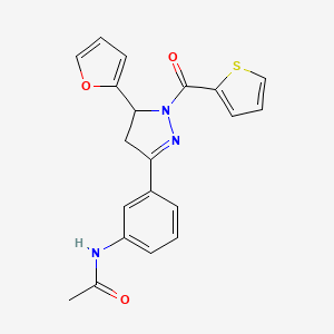 molecular formula C20H17N3O3S B2666753 N-(3-(5-(furan-2-yl)-1-(thiophene-2-carbonyl)-4,5-dihydro-1H-pyrazol-3-yl)phenyl)acetamide CAS No. 927619-61-2