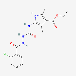 molecular formula C17H19ClN4O4 B2666767 ethyl 5-({[(2-chlorophenyl)formohydrazido]carbonyl}amino)-2,4-dimethyl-1H-pyrrole-3-carboxylate CAS No. 865614-98-8