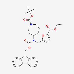 molecular formula C34H40N2O7 B2666768 Tert-butyl 4-[(5-ethoxycarbonylfuran-2-yl)methyl-(9H-fluoren-9-ylmethoxycarbonyl)amino]azepane-1-carboxylate CAS No. 2155854-97-8