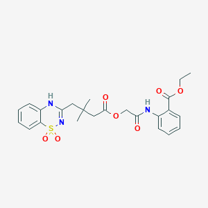 molecular formula C24H27N3O7S B2666770 ethyl 2-[({[4-(1,1-dioxido-2H-1,2,4-benzothiadiazin-3-yl)-3,3-dimethylbutanoyl]oxy}acetyl)amino]benzoate CAS No. 896703-90-5