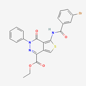 molecular formula C22H16BrN3O4S B2666771 Ethyl 5-(3-bromobenzamido)-4-oxo-3-phenyl-3,4-dihydrothieno[3,4-d]pyridazine-1-carboxylate CAS No. 851947-22-3