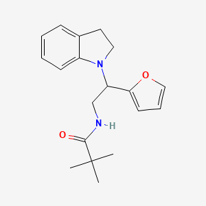 molecular formula C19H24N2O2 B2666778 N-(2-(furan-2-yl)-2-(indolin-1-yl)ethyl)pivalamide CAS No. 898416-14-3