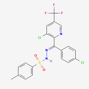 molecular formula C20H14Cl2F3N3O2S B2666780 N'-[(1E)-[3-chloro-5-(trifluoromethyl)pyridin-2-yl](4-chlorophenyl)methylidene]-4-methylbenzene-1-sulfonohydrazide CAS No. 1400879-69-7