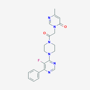 molecular formula C21H21FN6O2 B2666783 3-{2-[4-(5-Fluoro-6-phenylpyrimidin-4-yl)piperazin-1-yl]-2-oxoethyl}-6-methyl-3,4-dihydropyrimidin-4-one CAS No. 2415570-69-1