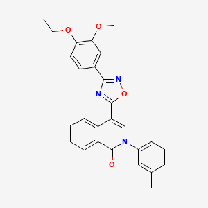 molecular formula C27H23N3O4 B2666818 4-[3-(4-ethoxy-3-methoxyphenyl)-1,2,4-oxadiazol-5-yl]-2-(3-methylphenyl)-1,2-dihydroisoquinolin-1-one CAS No. 1326859-58-8