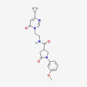 molecular formula C21H24N4O4 B2666855 N-(2-(4-cyclopropyl-6-oxopyrimidin-1(6H)-yl)ethyl)-1-(3-methoxyphenyl)-5-oxopyrrolidine-3-carboxamide CAS No. 2034590-16-2