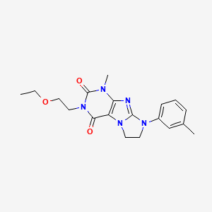 molecular formula C19H23N5O3 B2666894 2-(2-Ethoxyethyl)-4-methyl-6-(3-methylphenyl)-7,8-dihydropurino[7,8-a]imidazole-1,3-dione CAS No. 872840-14-7