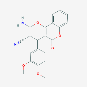 molecular formula C21H16N2O5 B2666919 2-amino-4-(3,4-dimethoxyphenyl)-5-oxo-4H,5H-pyrano[3,2-c]chromene-3-carbonitrile CAS No. 371925-36-9