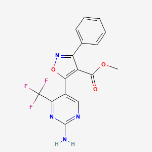 molecular formula C16H11F3N4O3 B2666935 Methyl 5-[2-amino-4-(trifluoromethyl)pyrimidin-5-yl]-3-phenyl-1,2-oxazole-4-carboxylate CAS No. 338966-64-6