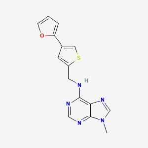 molecular formula C15H13N5OS B2666999 N-{[4-(furan-2-yl)thiophen-2-yl]methyl}-9-methyl-9H-purin-6-amine CAS No. 2380033-87-2