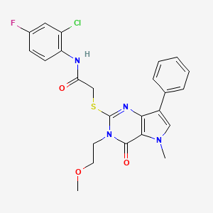 N-(2-chloro-4-fluorophenyl)-2-((3-(2-methoxyethyl)-5-methyl-4-oxo-7-phenyl-4,5-dihydro-3H-pyrrolo[3,2-d]pyrimidin-2-yl)thio)acetamide