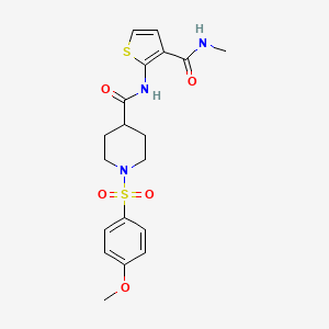 1-((4-methoxyphenyl)sulfonyl)-N-(3-(methylcarbamoyl)thiophen-2-yl)piperidine-4-carboxamide