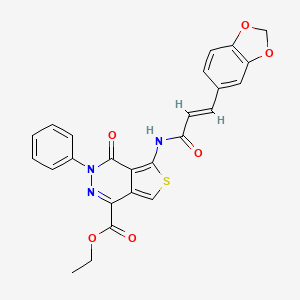 ethyl 5-[[(E)-3-(1,3-benzodioxol-5-yl)prop-2-enoyl]amino]-4-oxo-3-phenylthieno[3,4-d]pyridazine-1-carboxylate