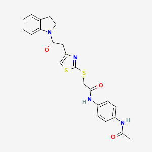 B2667026 N-(4-acetamidophenyl)-2-((4-(2-(indolin-1-yl)-2-oxoethyl)thiazol-2-yl)thio)acetamide CAS No. 941997-41-7