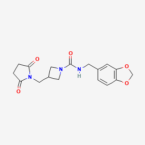 molecular formula C17H19N3O5 B2667038 N-[(2H-1,3-benzodioxol-5-yl)methyl]-3-[(2,5-dioxopyrrolidin-1-yl)methyl]azetidine-1-carboxamide CAS No. 2310125-21-2