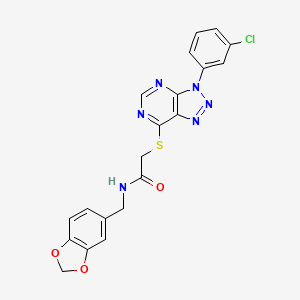 molecular formula C20H15ClN6O3S B2667059 N-(benzo[d][1,3]dioxol-5-ylmethyl)-2-((3-(3-chlorophenyl)-3H-[1,2,3]triazolo[4,5-d]pyrimidin-7-yl)thio)acetamide CAS No. 941906-12-3