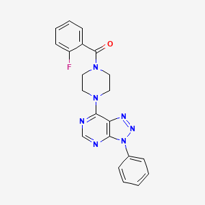 molecular formula C21H18FN7O B2667110 (2-氟苯基)(4-(3-苯基-3H-[1,2,3]三唑并[4,5-d]嘧啶-7-基)哌嗪-1-基)甲酮 CAS No. 920177-44-2