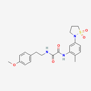 molecular formula C21H25N3O5S B2667111 N1-(5-(1,1-dioxidoisothiazolidin-2-yl)-2-methylphenyl)-N2-(4-methoxyphenethyl)oxalamide CAS No. 1105228-38-3