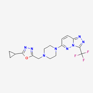 molecular formula C16H17F3N8O B2667117 2-Cyclopropyl-5-[[4-[3-(trifluoromethyl)-[1,2,4]triazolo[4,3-b]pyridazin-6-yl]piperazin-1-yl]methyl]-1,3,4-oxadiazole CAS No. 2380081-95-6
