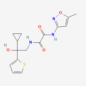 molecular formula C15H17N3O4S B2667118 N1-(2-cyclopropyl-2-hydroxy-2-(thiophen-2-yl)ethyl)-N2-(5-methylisoxazol-3-yl)oxalamide CAS No. 1396887-73-2