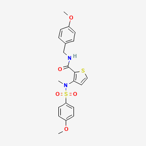 molecular formula C21H22N2O5S2 B2667124 N-[(4-methoxyphenyl)methyl]-3-(N-methyl4-methoxybenzenesulfonamido)thiophene-2-carboxamide CAS No. 1115933-58-8