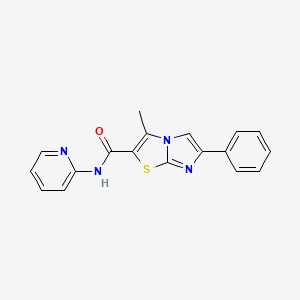 molecular formula C18H14N4OS B2667130 3-methyl-6-phenyl-N-(pyridin-2-yl)imidazo[2,1-b]thiazole-2-carboxamide CAS No. 898657-64-2