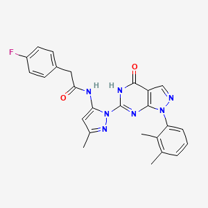 N-(1-(1-(2,3-dimethylphenyl)-4-oxo-4,5-dihydro-1H-pyrazolo[3,4-d]pyrimidin-6-yl)-3-methyl-1H-pyrazol-5-yl)-2-(4-fluorophenyl)acetamide