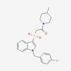 2-[1-[(4-Chlorophenyl)methyl]indol-3-yl]sulfonyl-1-(4-methylpiperidin-1-yl)ethanone