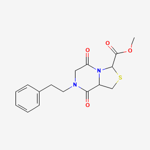 molecular formula C16H18N2O4S B2667154 Methyl 5,8-dioxo-7-phenethylhexahydro[1,3]thiazolo[3,4-a]pyrazine-3-carboxylate CAS No. 321574-47-4